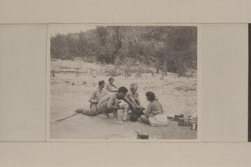 Dishwashing at Diamond Creek: Wright, Lucile Hiser, Garth Marston, Ros Johnson, Nancy Streator