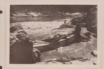 Lining the "Botany." 1938 Nevills Expedition. Copy of photo loaned by Wesley Heath