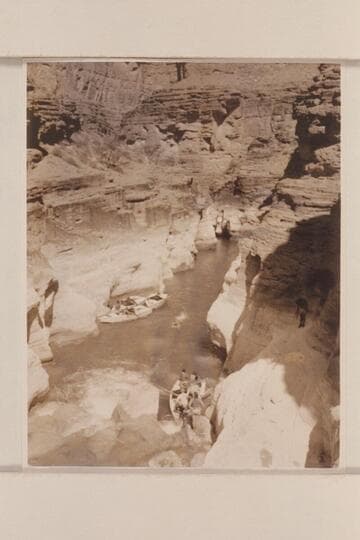 The Nevills boat preparing to leave the lagoon at the mouth of Supai Creek