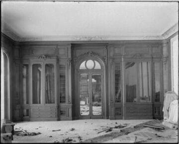 West end of the library of the Huntington residence while under construction, circa 1910