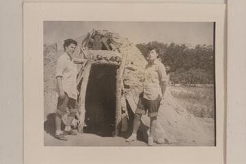 Maradel and Loel Marston at a hogan in Monument Valley the day before the San Juan trip of 1944, June